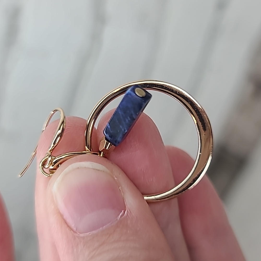 Banana Republic Lapis Lazuli/Gold Hoop Dangle Hook Earrings - Picture 17 of 17